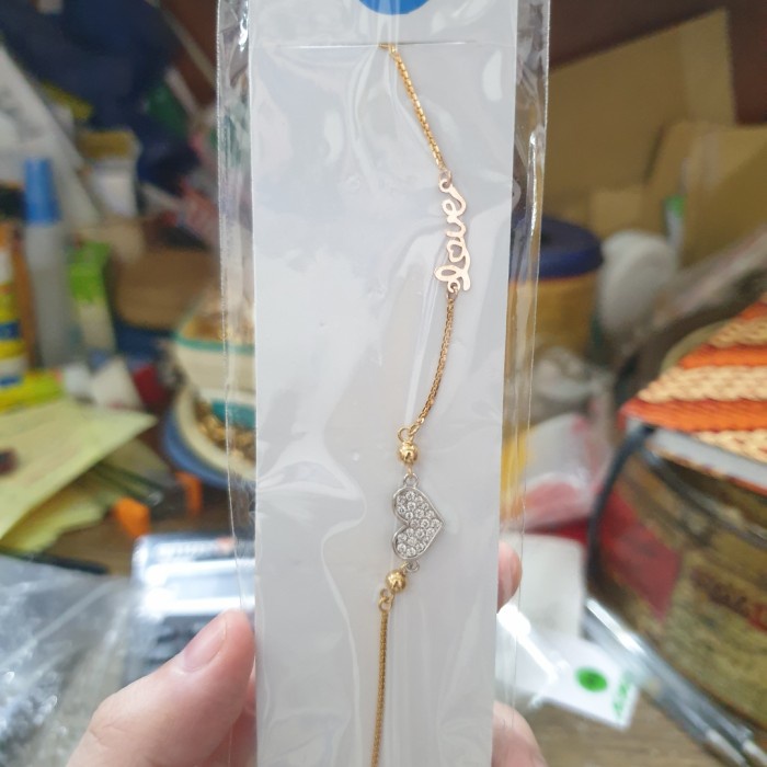 ✨Sale Gelang Rantai Love Hati Polos Hwt Emas Asli 375 Hwt Murah Korea 17 Cm Berkualitas
