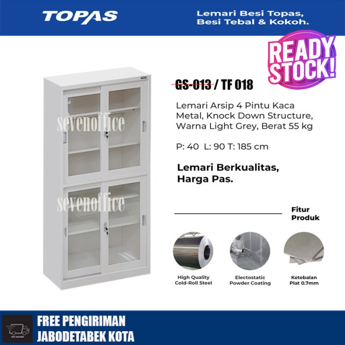 

✨Ready Lemari Besi Topas 18Hc-Gs-013 Filling Cabinet Sliding Door Rak Documen Limited