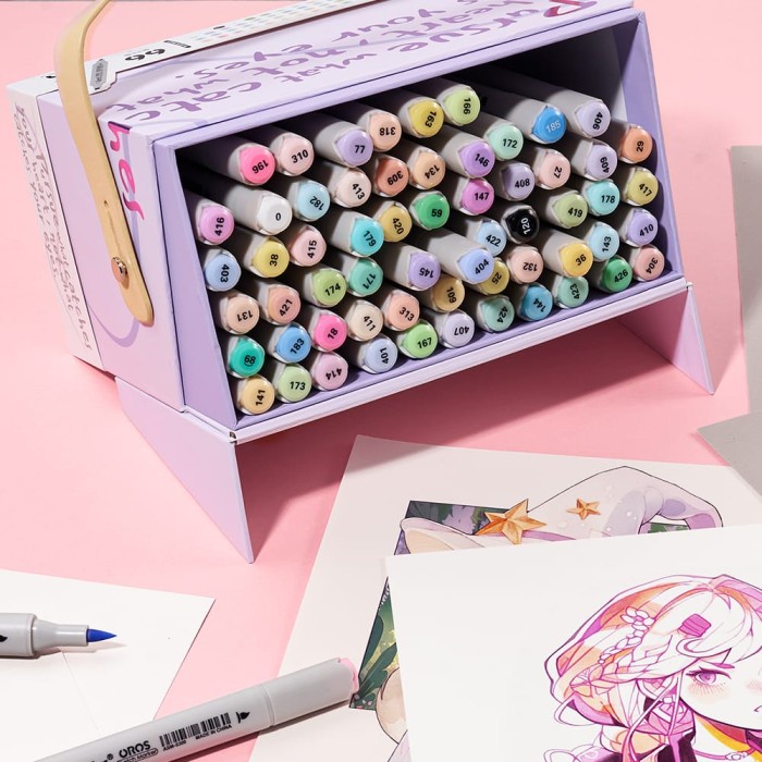 

✨Ready Arrtx Oros Brush Marker Pastel Color 66 Colors Alcohol Markers Limited