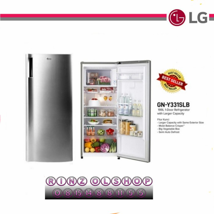 ✨Original Kulkas Lg Gn-Y331Slb Kulkas 1 Pintu 195 Liter Gny331Slb Terbaru