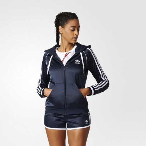 ✨New Adidas Women Trefoil Slim Full Zip Hoodie Conavy Originals Terbatas