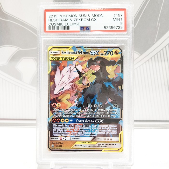 ✅Termurah Psa 9 Reshiram  Zekrom Gx 157 Cosmic Eclipse - Pokemon Tcg English Berkualitas