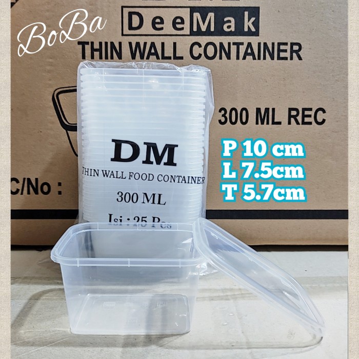 1 Dus Thinwall Dm 300Ml Food Container Kotak Persegi