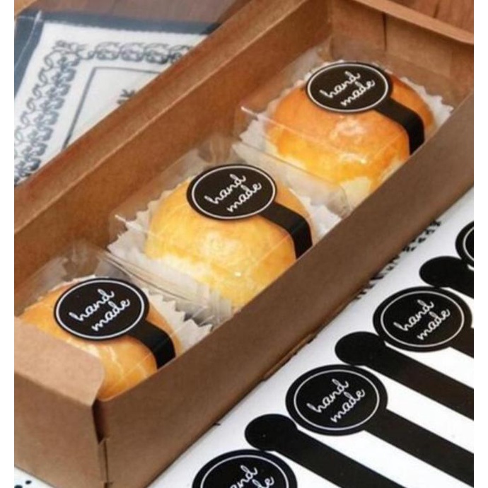 

cusss order] Stiker Label Segel Box Kemasan Handmade Bulat Panjang Black Gold 10 cm