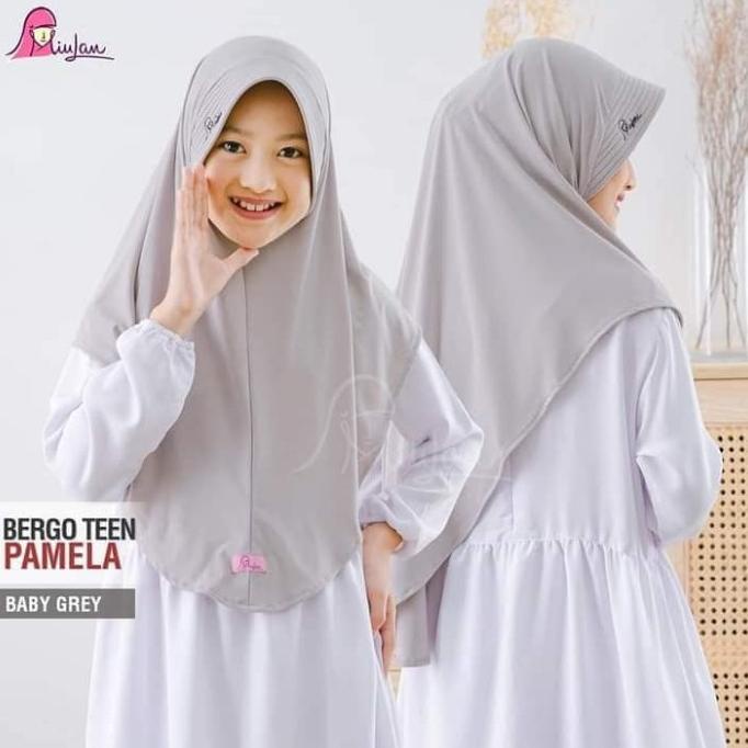 Bergo Teen Pamela Miulan Kids Teen Jilbab Anak Syari Kerudung Polos