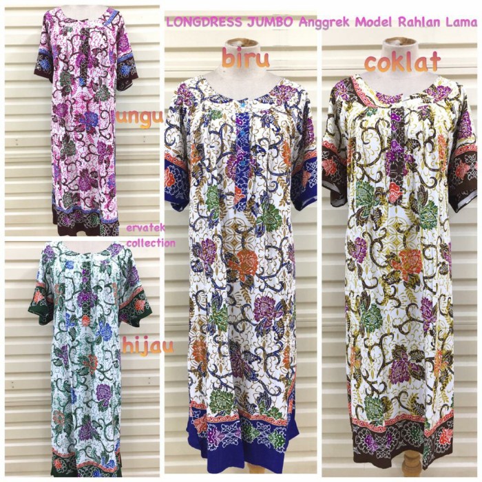 VO752 LONGDRESS JUMBO BATIK ANGGREK AC 232 Rahlan Lama / Baju Tidur Daster SALE