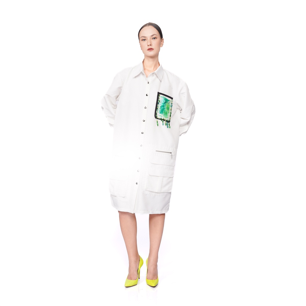 Wilsen Willim Waffle Shirt Dress with Embellishment