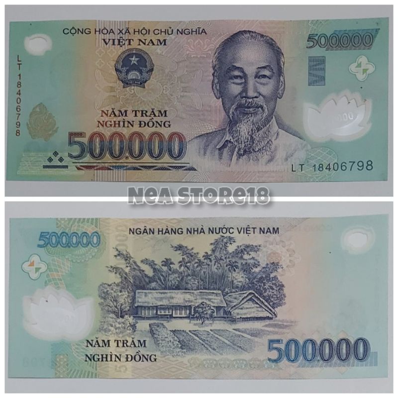 Souvenir Hadiah Uang Kuno Vietnam 500000 Dong Polymer