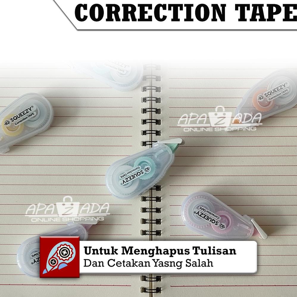 

New Apazada - Correction Tape 24m Isi 6 / Tip ex / Cortape / Corection Tape Tipex / Tipex Roll / Correction Tape / Tip-Ex Kertas / Tipe-X CT-SQ05 !!