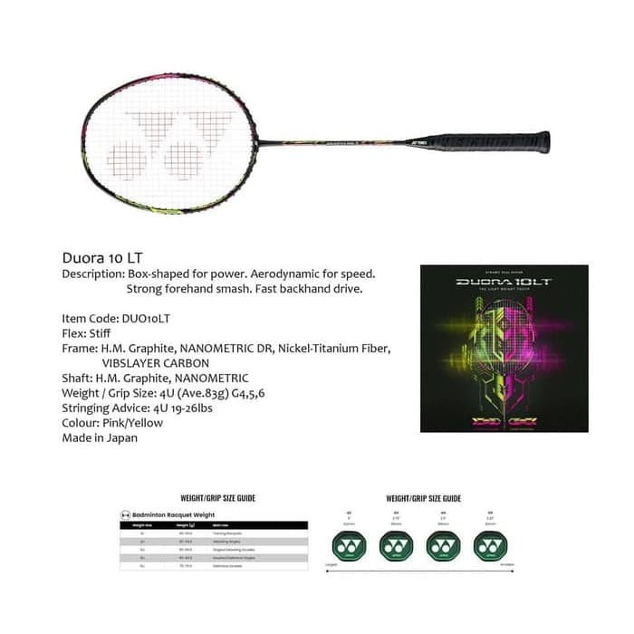 ✨Original Yonex Raket Badminton Duora 10 Lite - Yell/Pink Original Terbaru