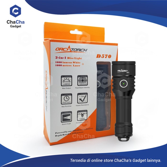 Terbaru Orcatorch D570-Gl 2 In 1 Led Green Laser Beam Scuba Dive Torch Light Promo Terlaris