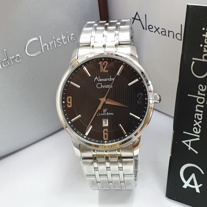 ✨Sale Jam Tangan Pria Alexander Cristie Ac8327 Original Silver Black Terbatas