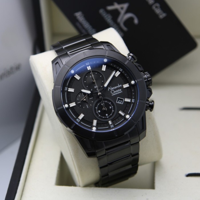 ✨Sale Jam Tangan Pria Alexandre Christie Ac 6522 Ac6522 Full Black Original Limited