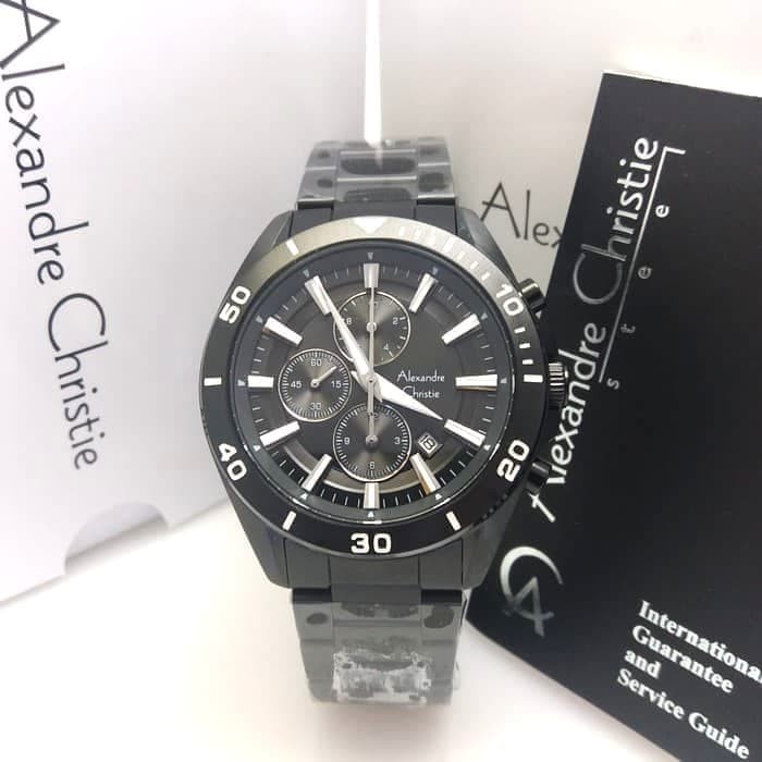 ✨Ready Jam Tangan Pria Alexandre Christie Ac 6525Mc Full Black Original Limited