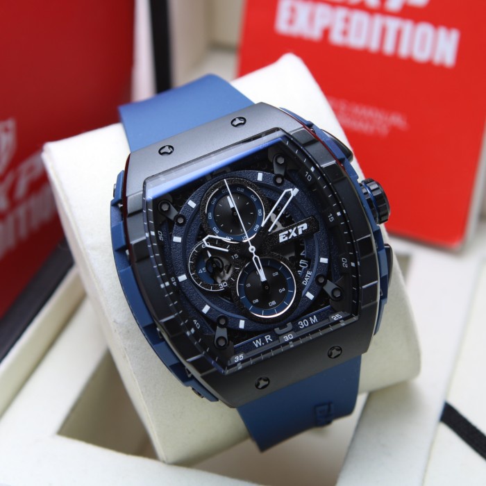 ✨Ready Expedition E6782 E 6782 Black Blue Dial Blue Pria Rubber. Original Diskon