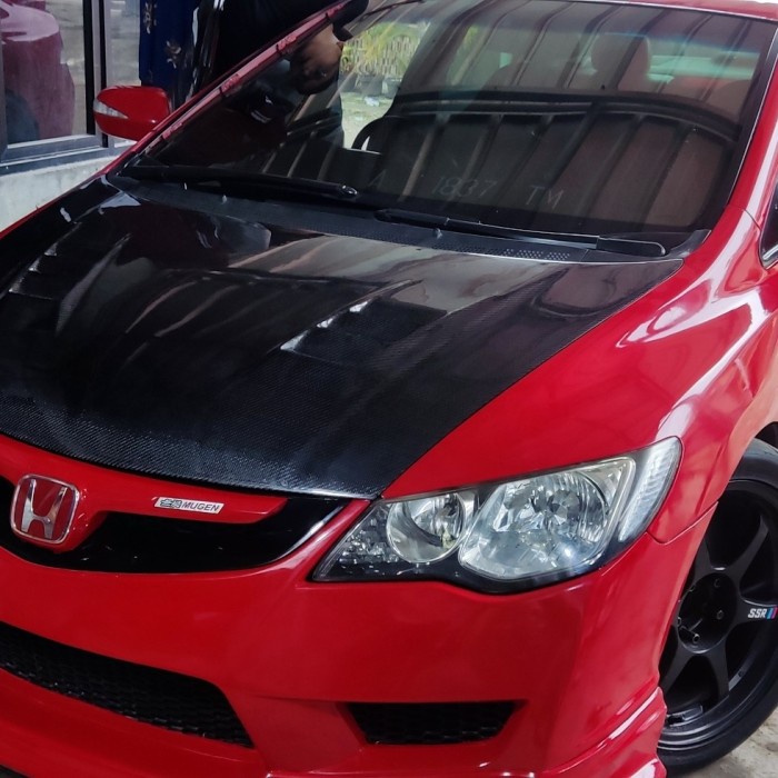 ✅Sale Kap Mesin Spoiler Dan Grill Mugen Carbon Paketan Civic Fd Berkualitas