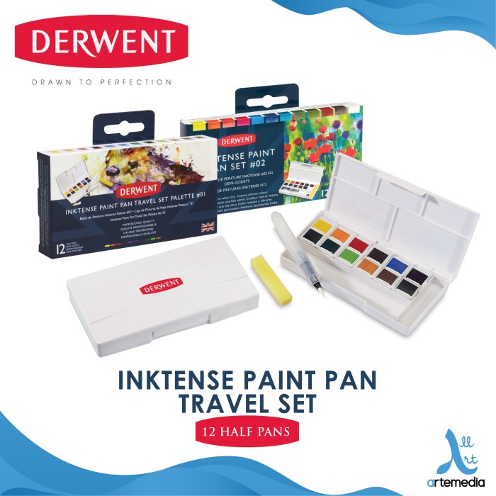 

Promo Cat Watersoluble Derwent Inktense Set 12 Paint Pan Travel