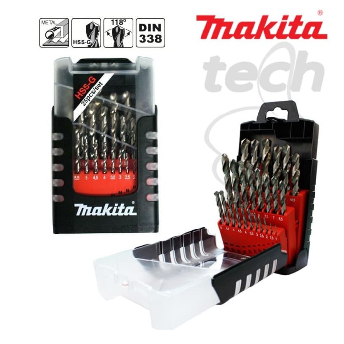 ✅Baru Mata Bor Besi Set Drill Bits Hss-G Makita D-50457 25Pcs/Set Diskon