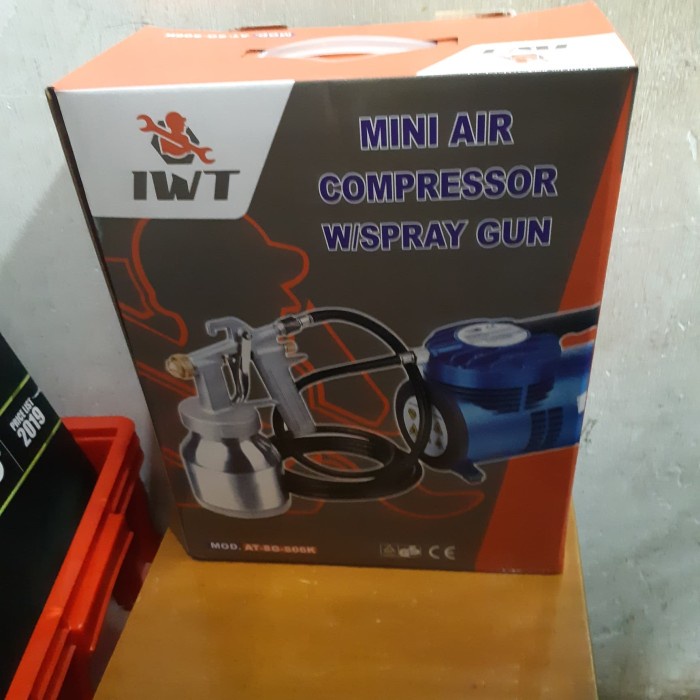 [Original] Mini Compresor W/Spray Gun Iwt Diskon