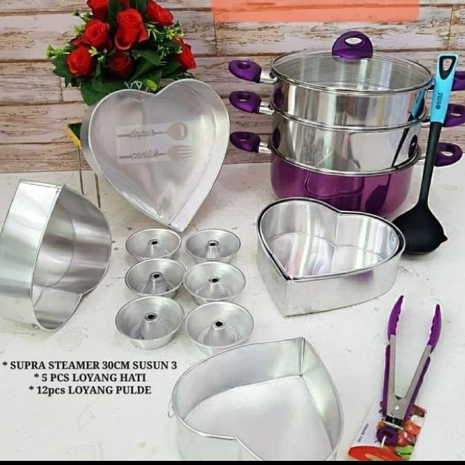 

[Baru] Promo Set Super Steamer 30Cm1 Loyang Hati 12 Pcs Loyang Tulban Berkualitas