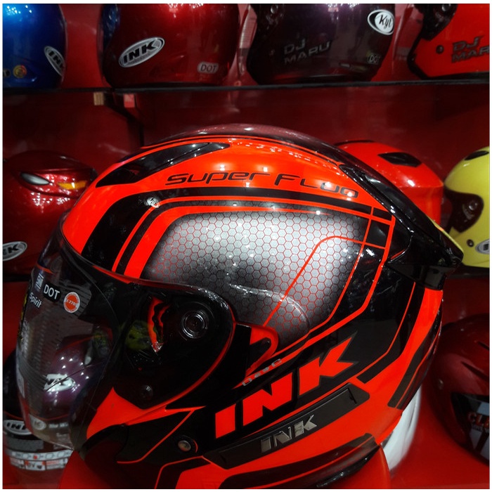 ✨Termurah Helm Ink Metro 2 Motif Black Red Fluo Halface Metro Super Fluo Berkualitas