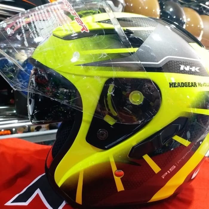 ✨Termurah Helm Nhk R1 Octarium Black Yellow Fluo Se R-1 Double Visor Terbatas