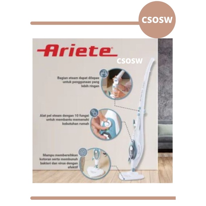 Ariete Alat Pel Steam 10 In 1 - Steam Mop Cleaner 350ml 1500W