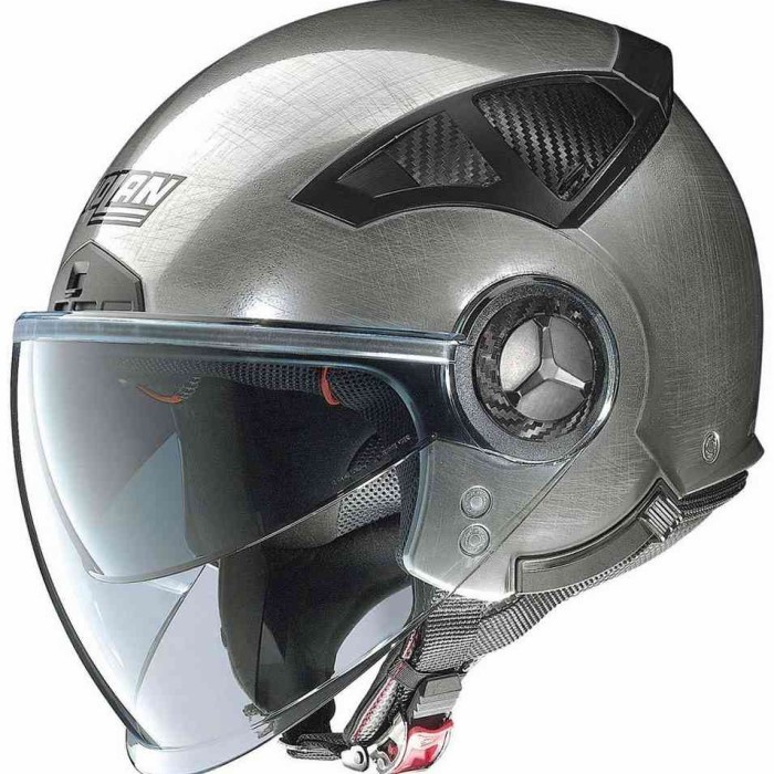 ✨Termurah Nolan N33 Evo Scratched Chrome  Helm Half Face  Double Visor Terbatas