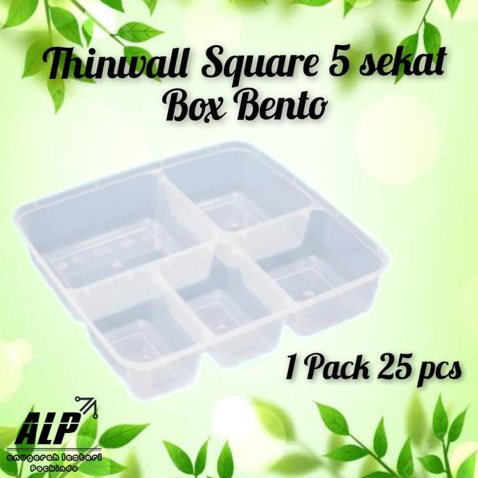 KCS Thinwall Square 5 Sekat Box Bento