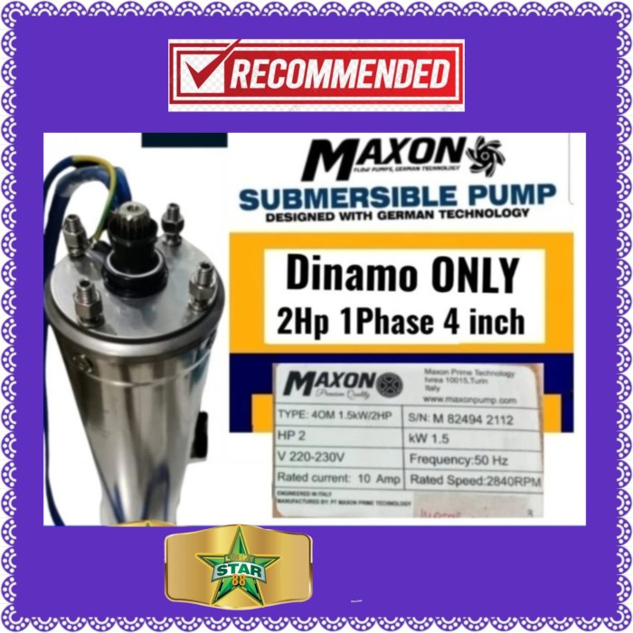 Promo Dinamo Pompa Satelit Maxon 2Hp 4Sdm16/6 Submersible 1Phase 4Inch New Original