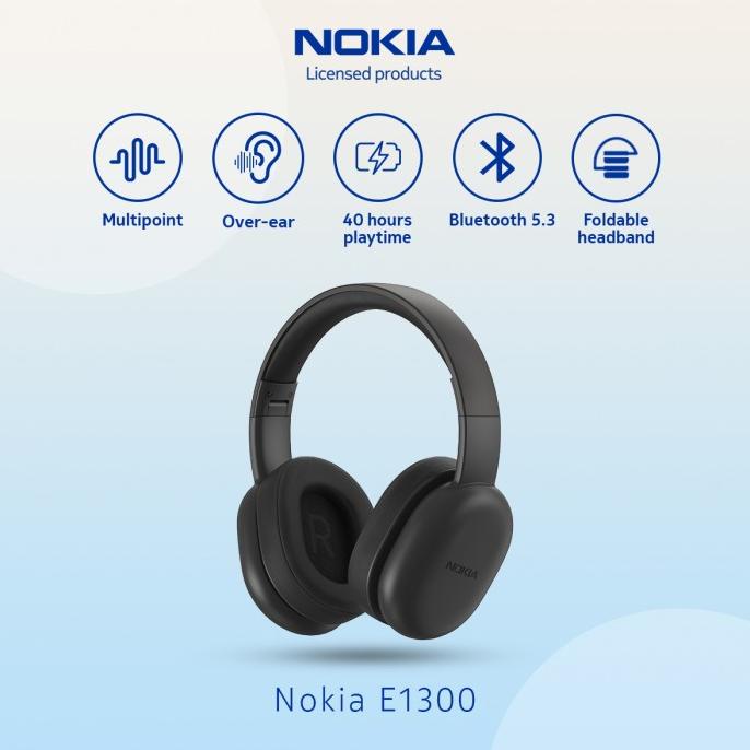Terbaik Nokia Ntial Wireless Headphones E1300 Bluetooth 5.3 - Black Terbaik