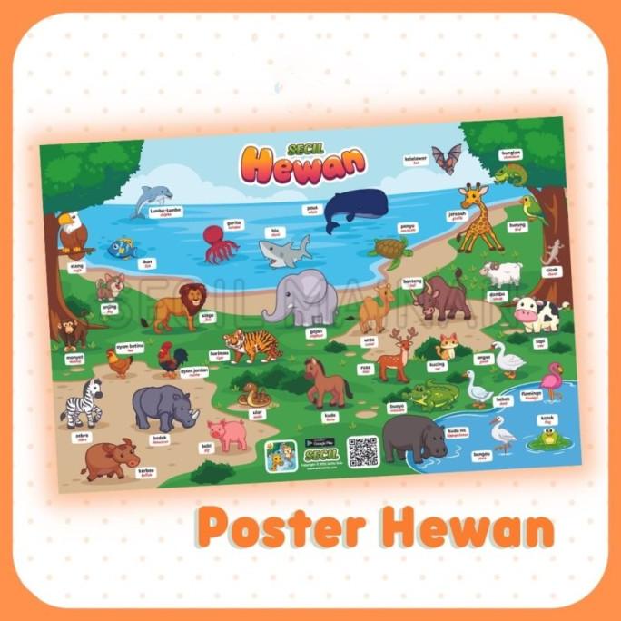 Poster Belajar mengenal Hewan / Poster Hewan fauna untuk Anak SD TK