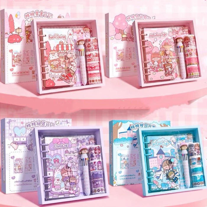 

cute diary note book set spiral folder book diy diary sticker set Prakass
