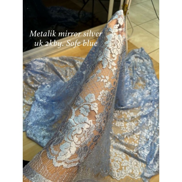 KAIN KEBAYA METALIC MIRROR GLITER SILVER
