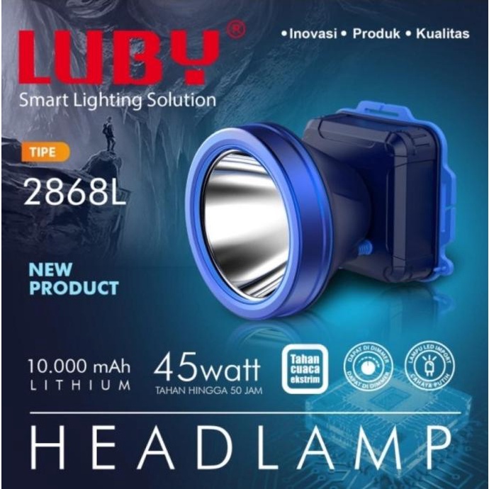 Senter Kepala LUBY 45 watt 2868 / L2868 / L-2868 (WaterProof)