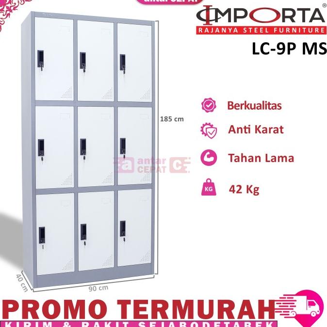 

Loker besi 9 Pintu IMPORTA LC-9P BT MS Locker Besi 9 Pintu Full Plat