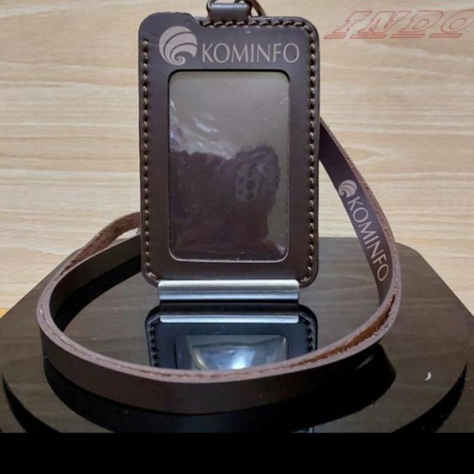 

favorit] holder kalung id card / tempat id card kulit logo kominfo