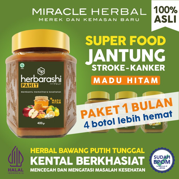 

Paket 4 botol MIRACLE HERBAL Madu Hitam Bawang Putih 400ml