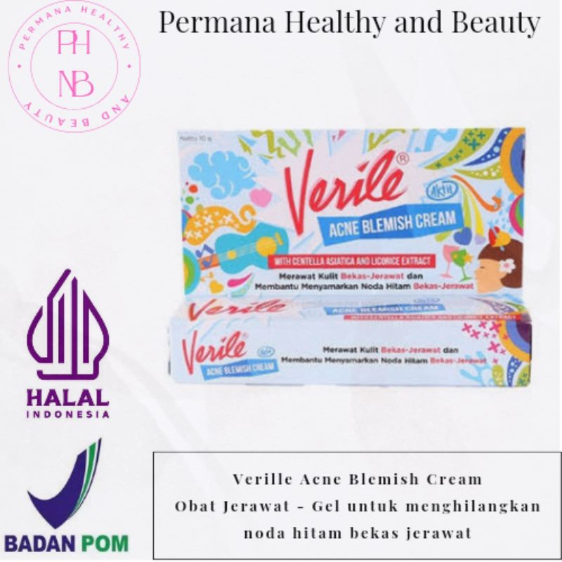 Verile Acne Blemish Cream 10gr - Verile Acne Blemish Cream penghilang bekas jerawat - Cream penghila