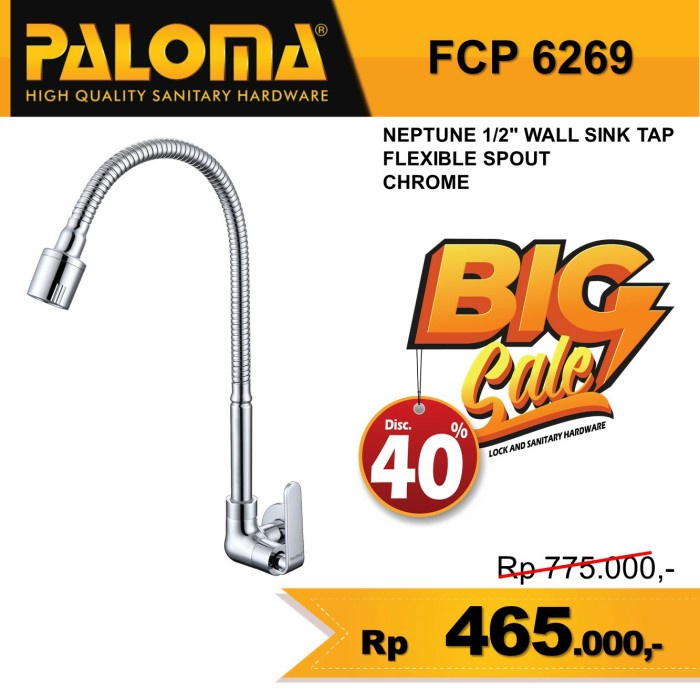PALOMA FCP 6269 Keran Sink Fleksibel Angsa Cucu Piring Dapur Kran Air