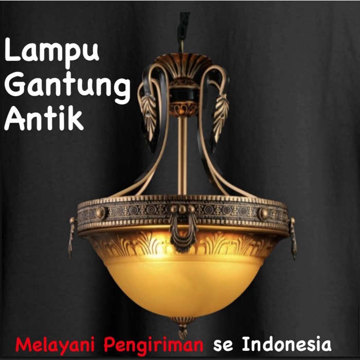 ] Lampu Gantung Teras Antik Klasik Kaca Teh E27