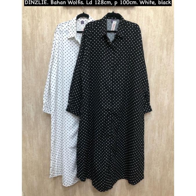 Gamis Longdress Kemeja Panjang Wolfis Motif Dot Bintik Jumbo Bigsize Stok Terbatas