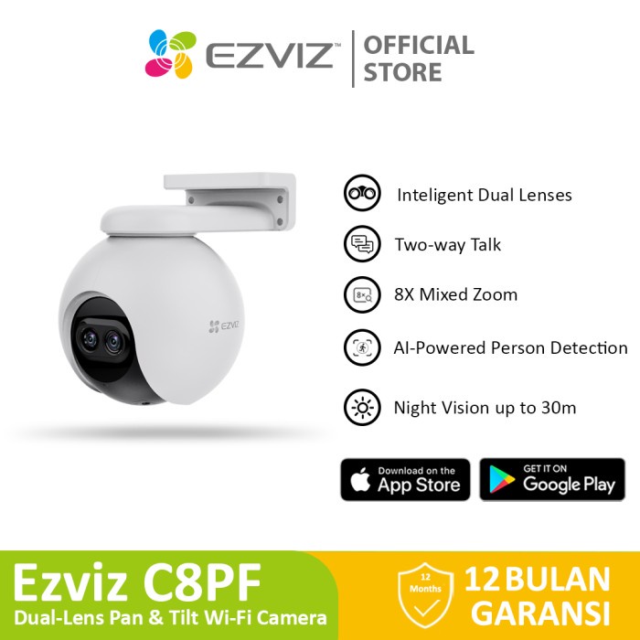 Terbaru Ezviz C8Pf 2Mp Smart Home Dual Lens Ip Camera Zoom Outdoor Cctv