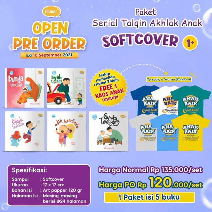 

[SALE MURAH] Paket Serial Talqin Akhlak Anak (1 Paket Isi 5 Buku) by Penerbit Ahlan LIMITED EDITION