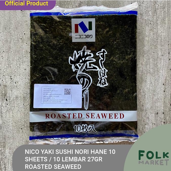 

favorit] NICO Yaki Sushi Nori Roasted Seaweed / Rumput Laut 10 Sheets / Lembar