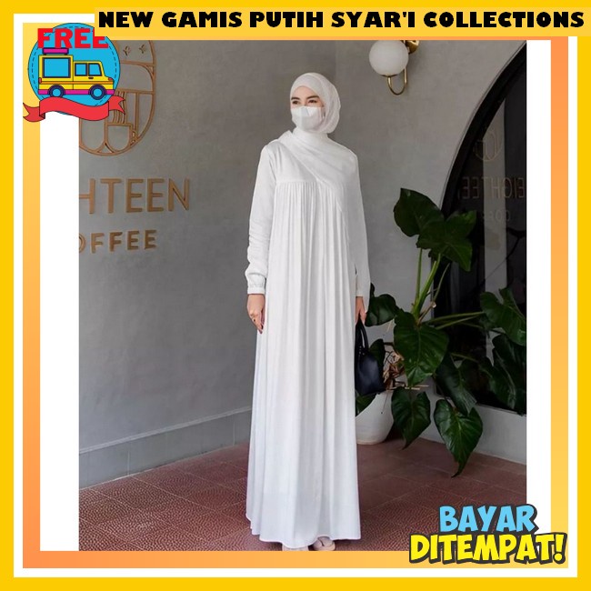 Pakaian Umroh Haji Perempuan Syari Muslimah Ied Lbaran Games Gsamis Abaya Putih Bw Dewasa Pengajian 