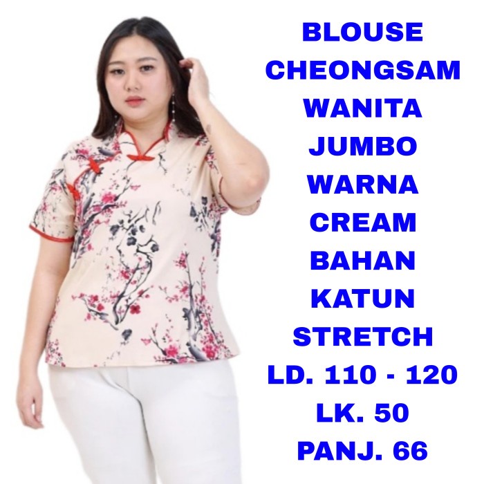 Wk Blouse Cheongsam Wanita Jumbo Ld. 110 120 Baju Atasan Imlek Sincia
