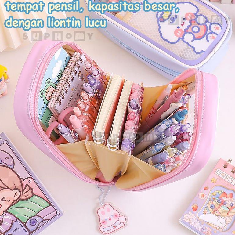 

Murah Tempat alat tulisTempat Pencil Tas Pensil kotak pencil Bahan PVC berkapasitas besar dengan stiker gratis Promo