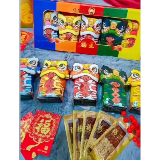 

BAKKUA mini lion dance HOCK wongBARONGSAI isi 5 bakkua kotak hampers bakwa cantik cny imlek GIFT 2024 HAMPERS MEWAH