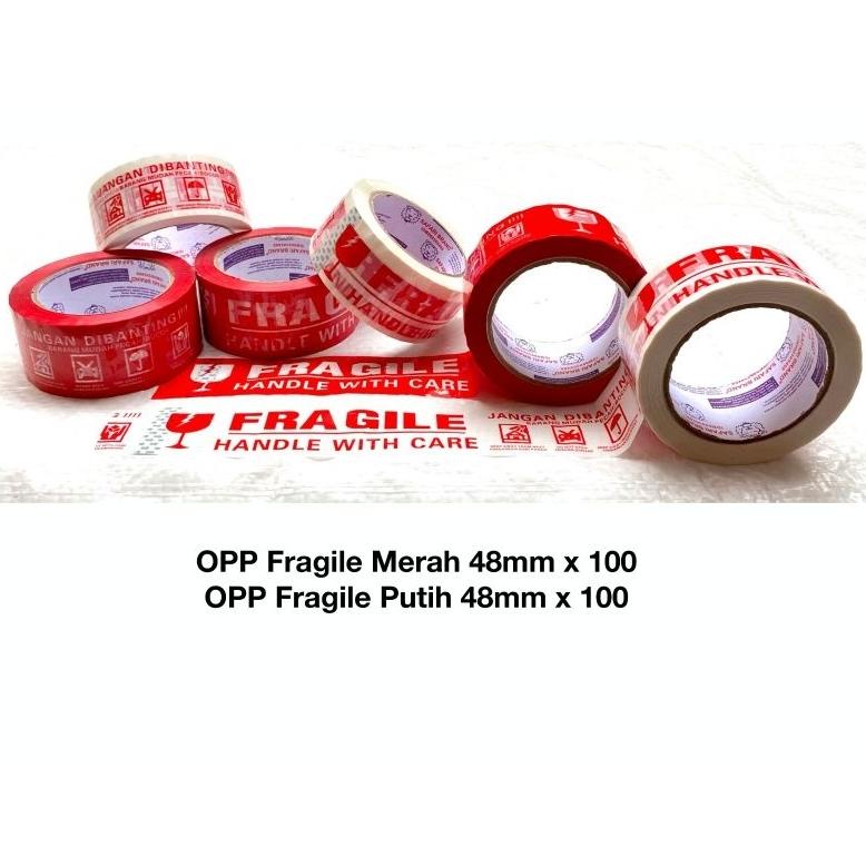 

(100 yard) Isolasi Solasi Lakban Fragile Jangan Dibanting Handle with Care Premium Termurah